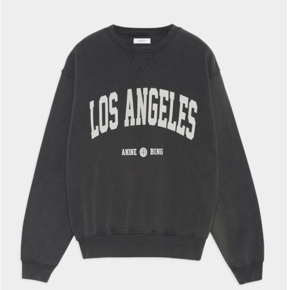 Anine Bing Los Angeles Graphic Crewneck Sweatshirt — Black